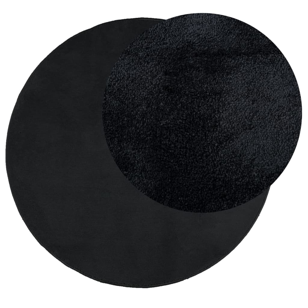 Vidaxl Rug Oviedo Low -Pile Ø 80 cm Black