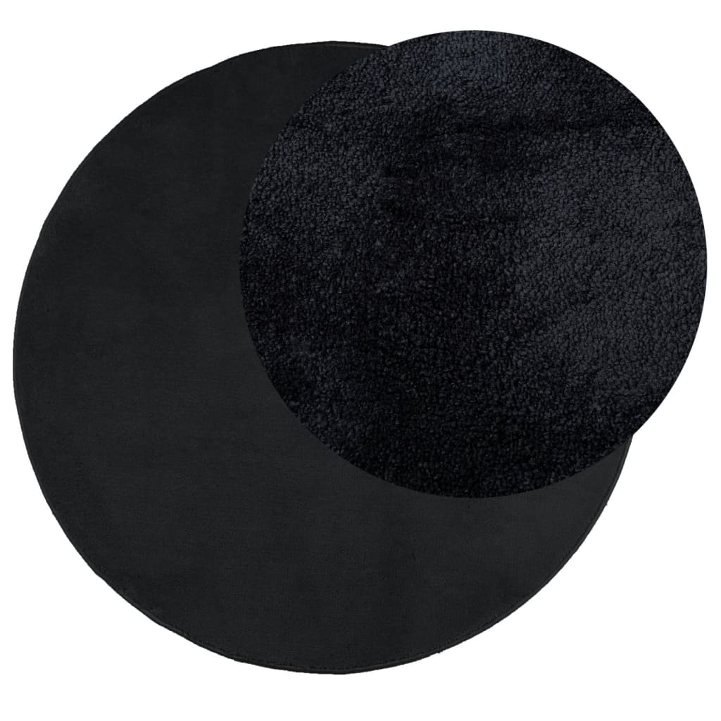 Vidaxl Rug Oviedo Low -Pile Ø 120 cm Black