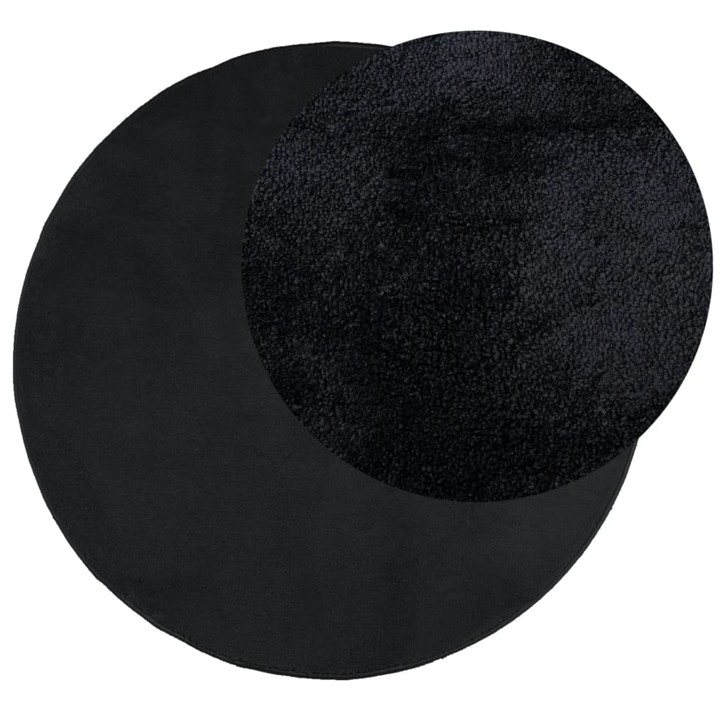 Vidaxl Rug Oviedo Low -Pile Ø 160 cm Black