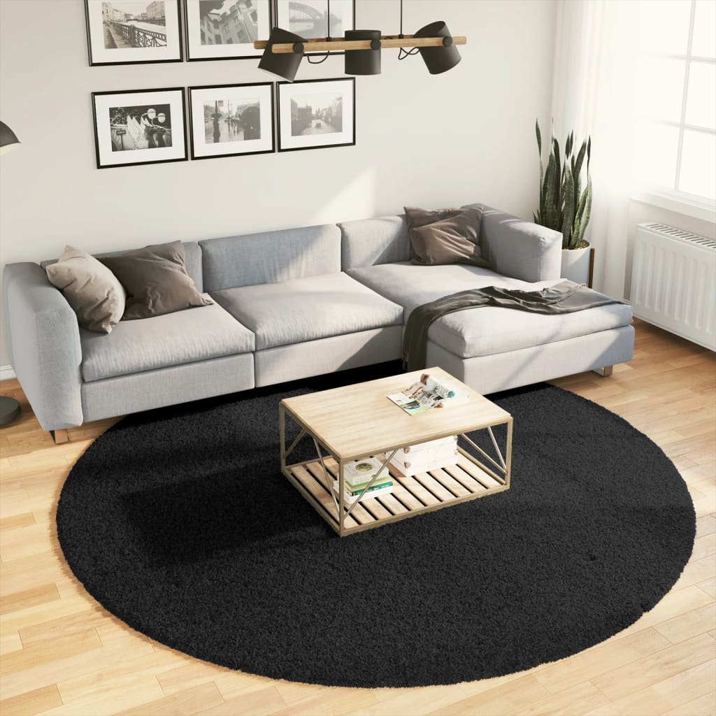 Vidaxl RUG OVIEDO bajo Ø 240 cm Negro