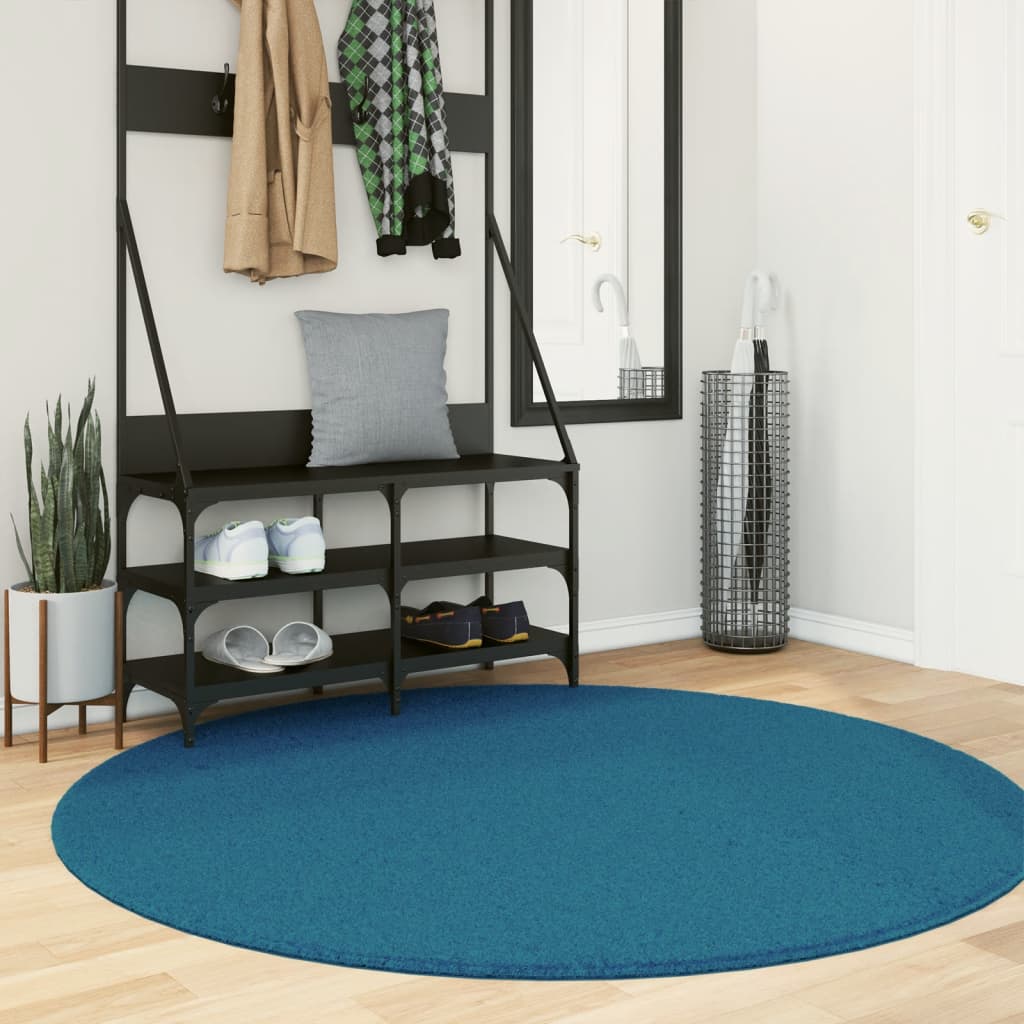 VidaXL Vloerkleed OVIEDO laagpolig Ø 160 cm turquoise