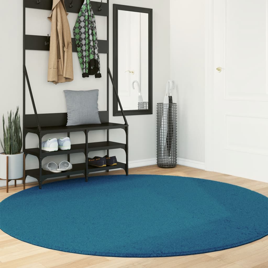 Vidaxl koberec oviedo low -pile Ø 200 cm tyrkysové