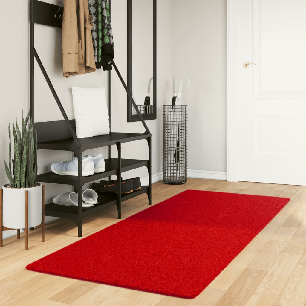 Vidaxl RUG OVIEDO bajo -Pile 80x200 cm rojo