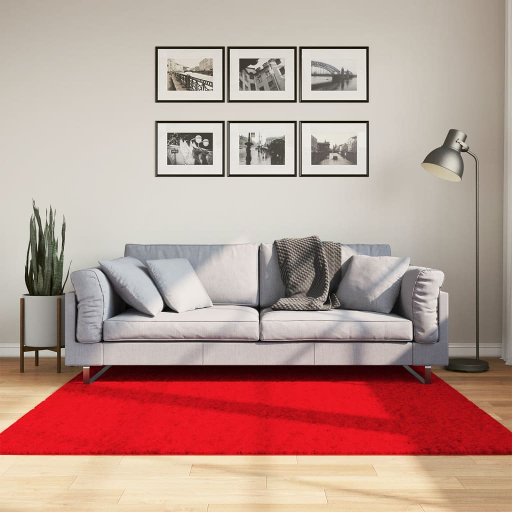 Vidaxl Rug Oviedo Low -Pile 160x160 cm rød