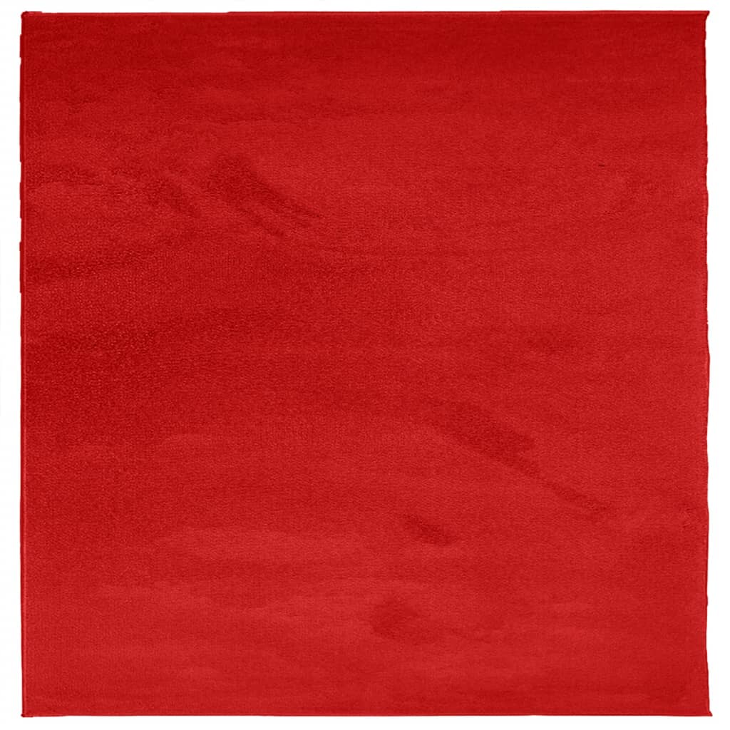 Tapis Vidaxl Oviedo Low -Pile 240x240 cm rouge