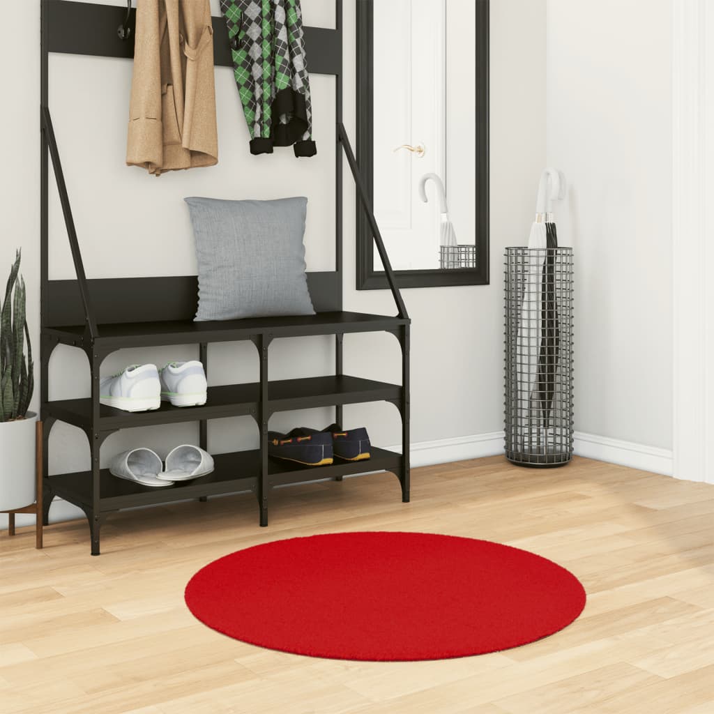 Vidaxl rug Oviedo Low -pile Ø 80 cm Red