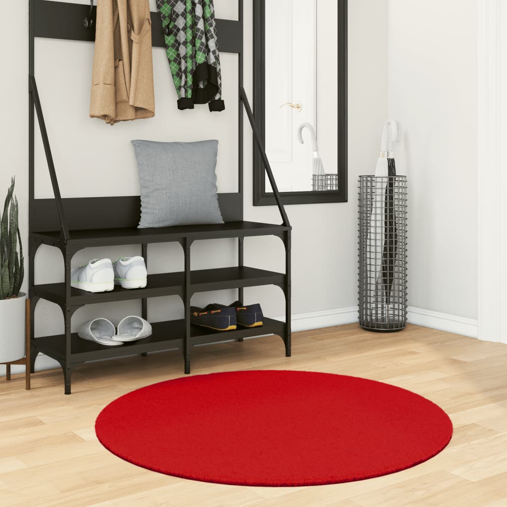 Vidaxl Rug Oviedo Low -Bile Ø 100 cm rød