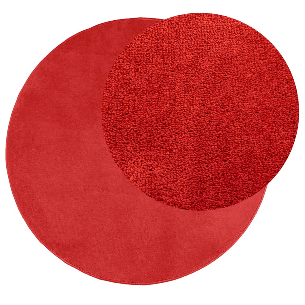 Vidaxl RUG OVIEDO BAJO PILO Ø 240 cm rojo