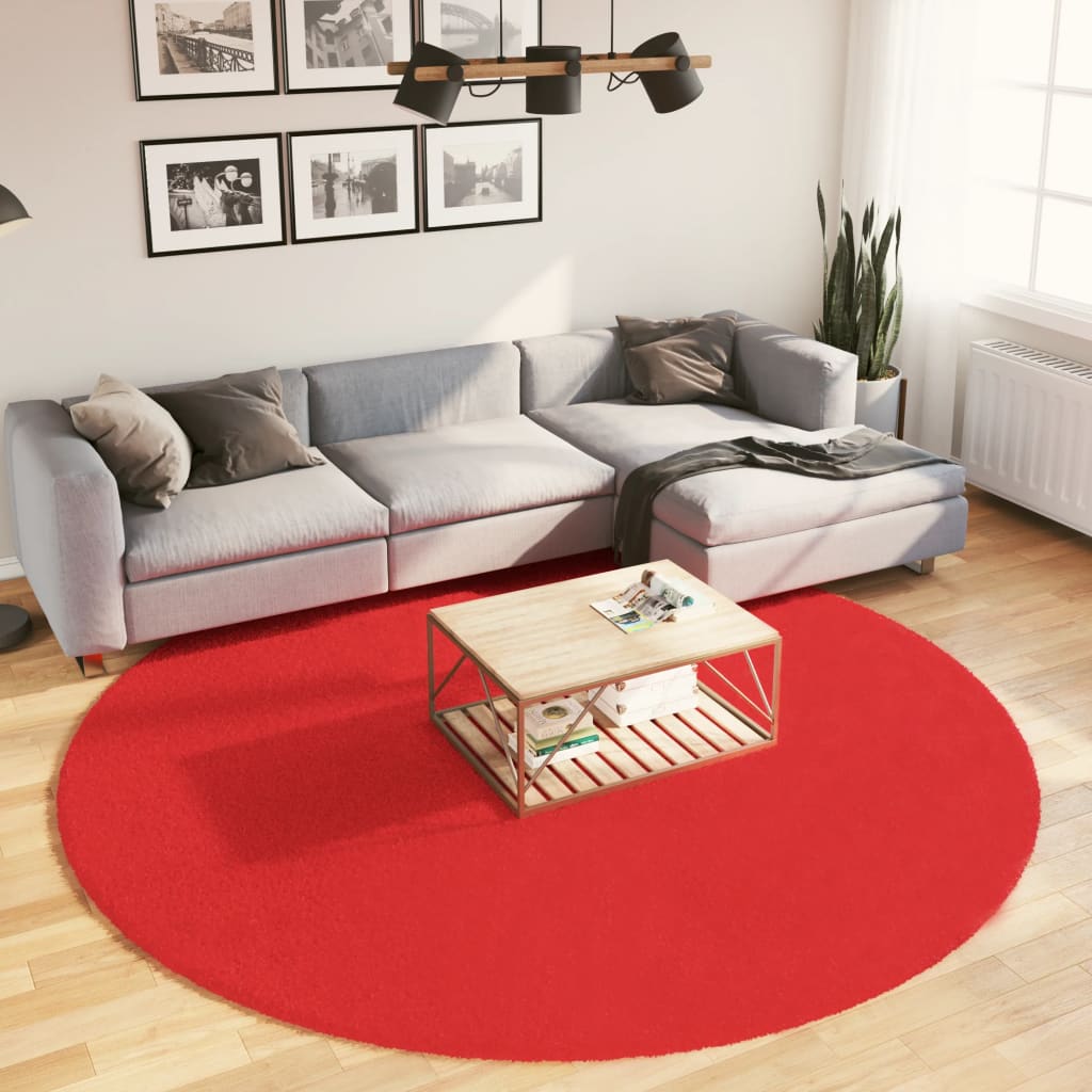 Vidaxl rug Oviedo Low -pile Ø 240 cm Red