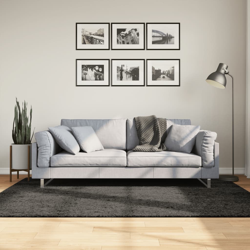 Vidaxl vloerkleed istan hoogpolig glanzend 140x200 cm antracietkleurig