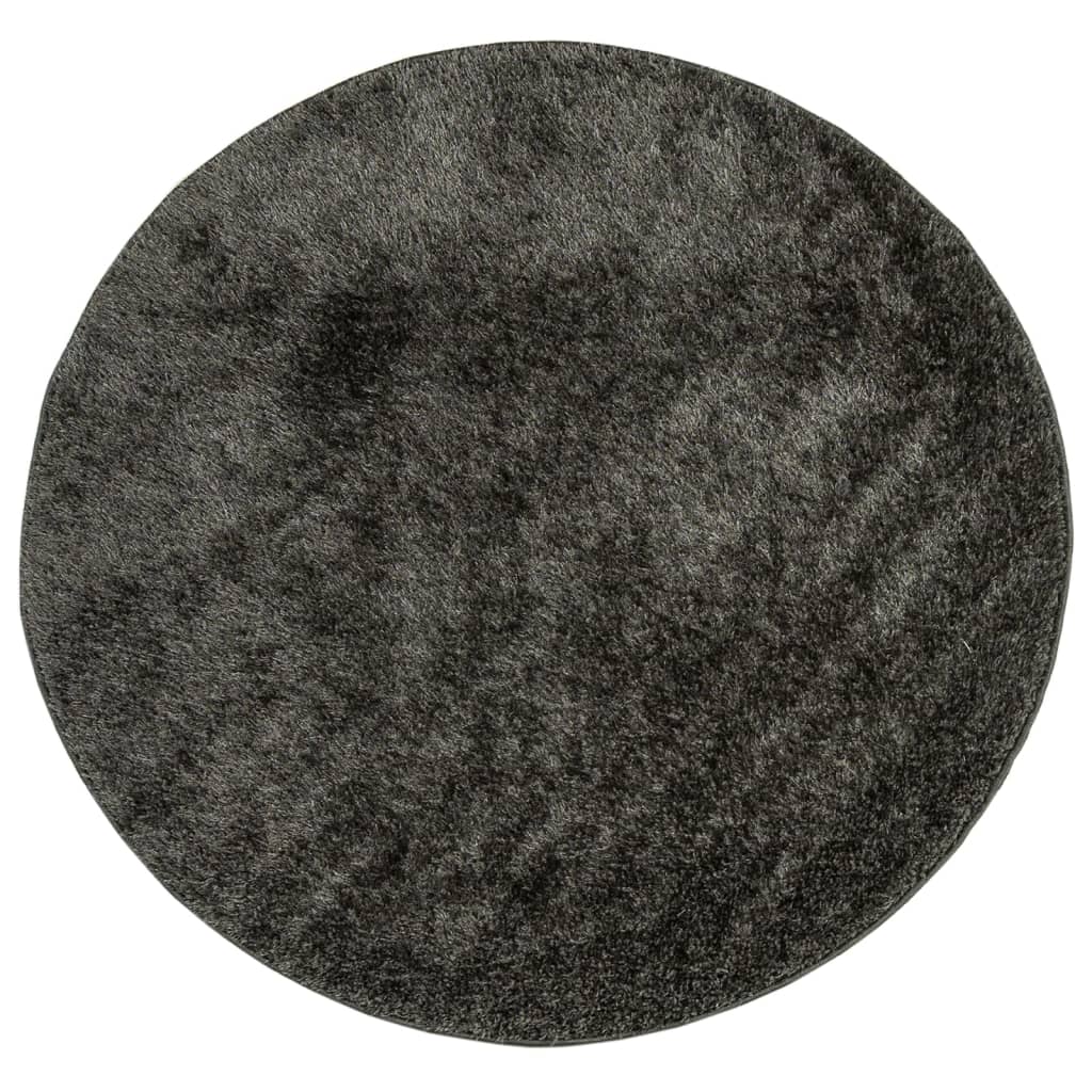 Vidaxl Rug Istan All -Bile Glossy Ø 160 cm Anthracite -farget