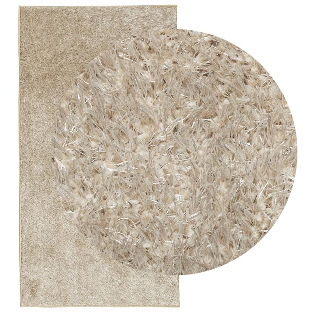 Vidaxl teppe istan høy haug blank 80x150 cm beige