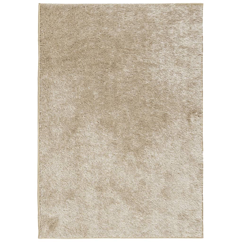 Vidaxl teppe istan høy haug blank 140x200 cm beige