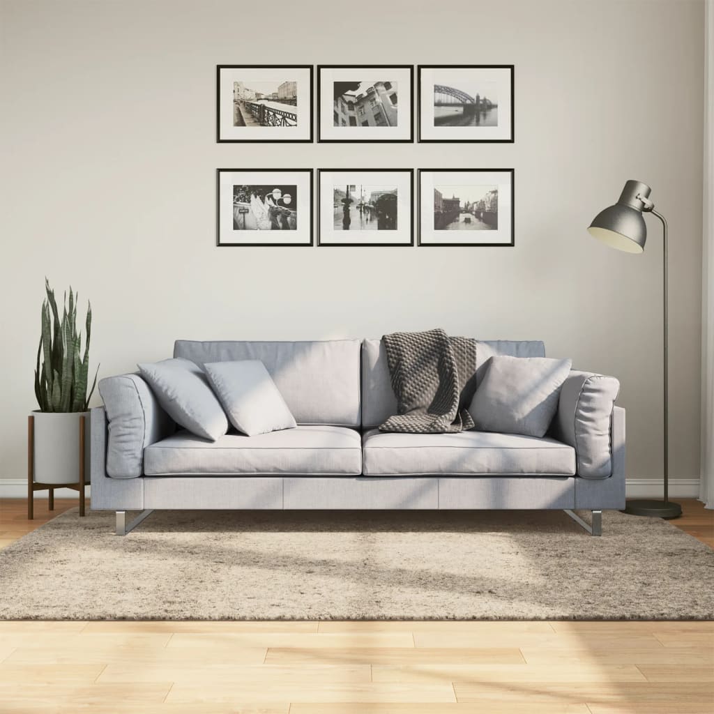 Vidaxl teppe istan høy haug blank 140x200 cm beige