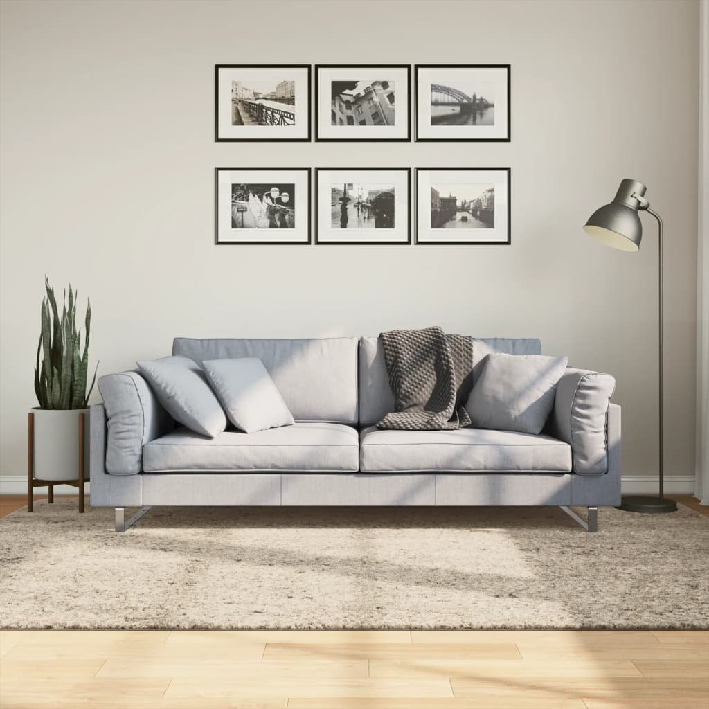 Vidaxl teppe istan høy haug blank 160x230 cm beige