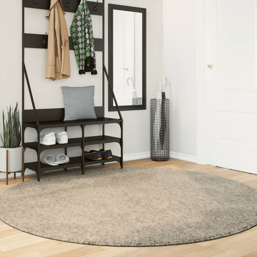 Vidaxl Teppich Istan hoher Stapel glänzend Ø 200 cm Beige