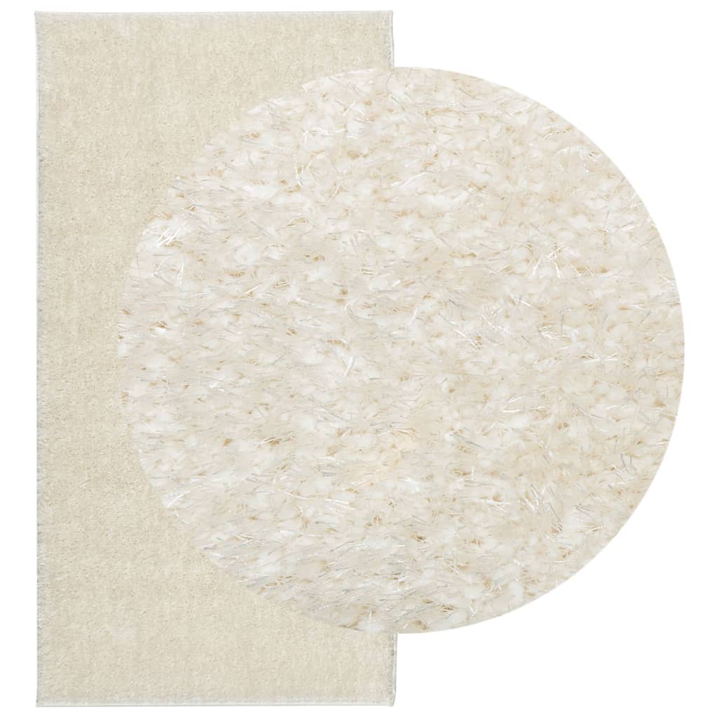 Vidaxl rug istan fir héich Koppel glänzend 80x150 cm Crème -Colored