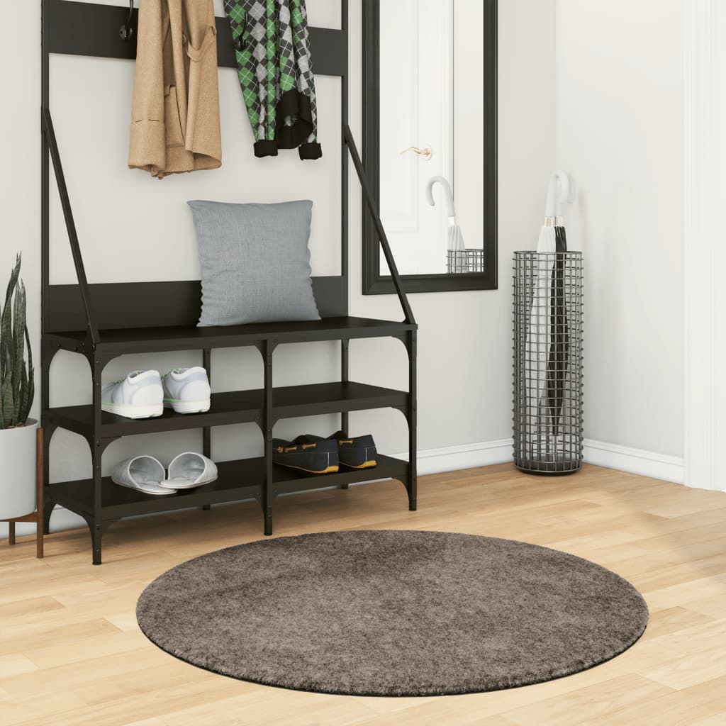 Vidaxl Rug Istan Pila alta GLOSSY Ø 100 cm de gris