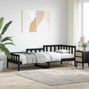 Vidaxl slaapbank 80x200 cm massief grenenhout zwart