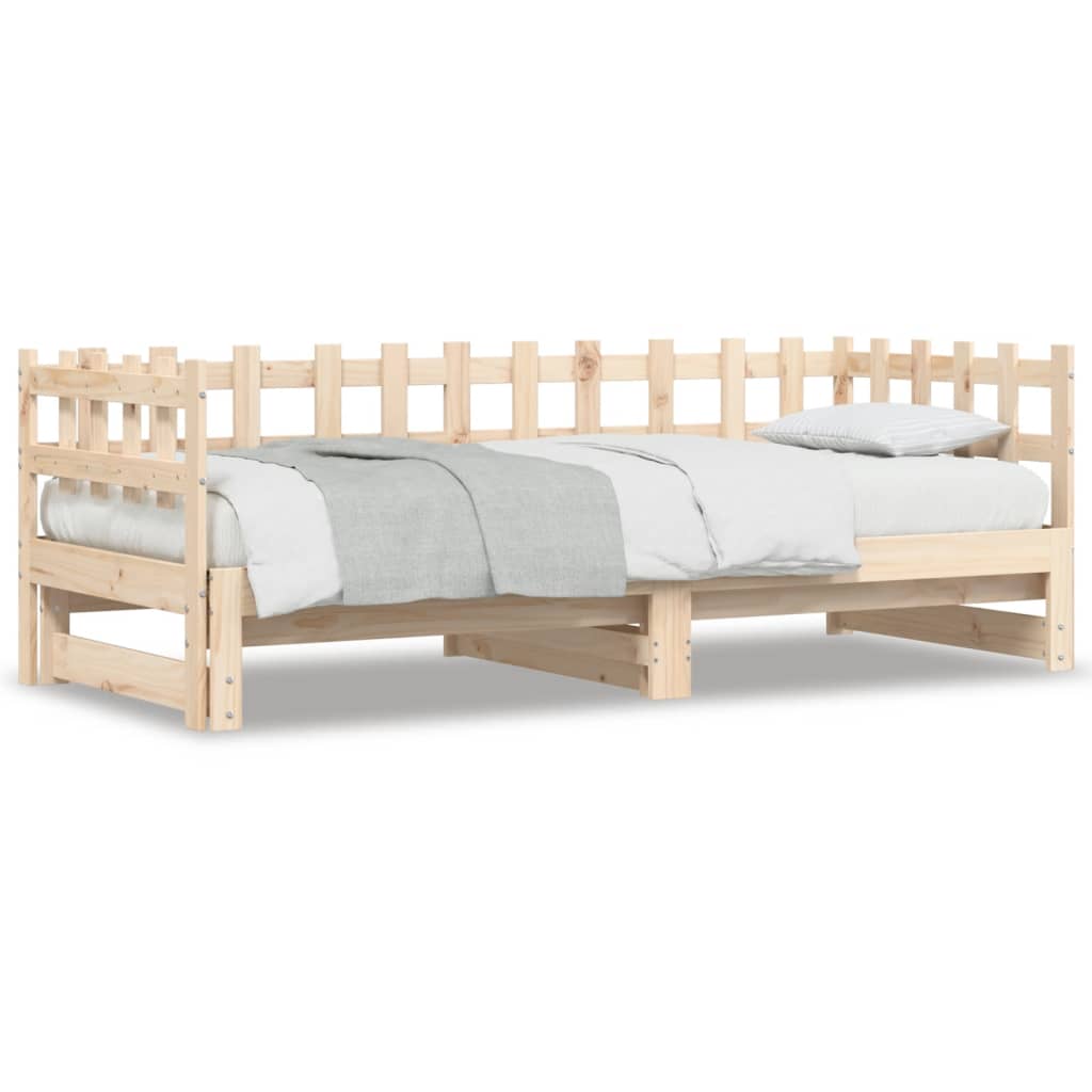 Vidaxl slaapbank uitschuifbaar 2x(80x200) cm massief grenenhout