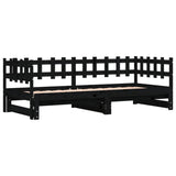 Vidaxl slaapbank uitschuifbaar 2x(80x200) cm massief grenenhout zwart