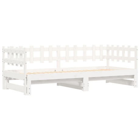 Vidaxl slaapbank uitschuifbaar massief grenenhout wit 2x(90x190) cm