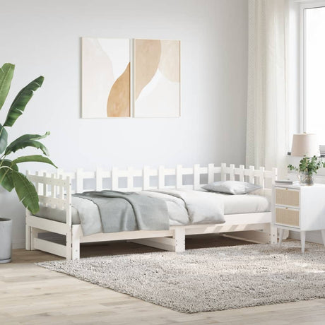 Vidaxl slaapbank uitschuifbaar massief grenenhout wit 2x(90x190) cm
