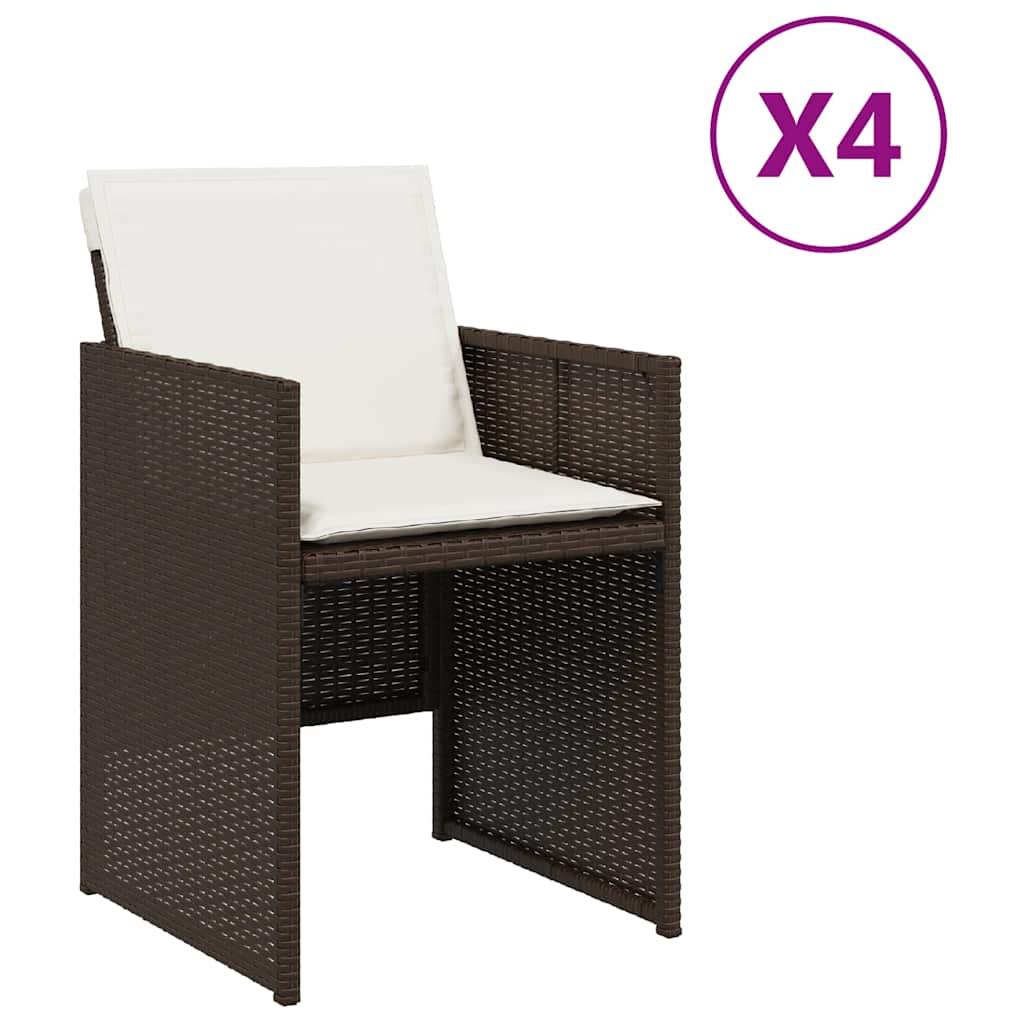 Vidaxl tuinstoelen 4 st met kussens poly rattan bruin