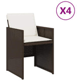 Vidaxl tuinstoelen 4 st met kussens poly rattan bruin