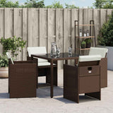 Vidaxl tuinstoelen 4 st met kussens poly rattan bruin