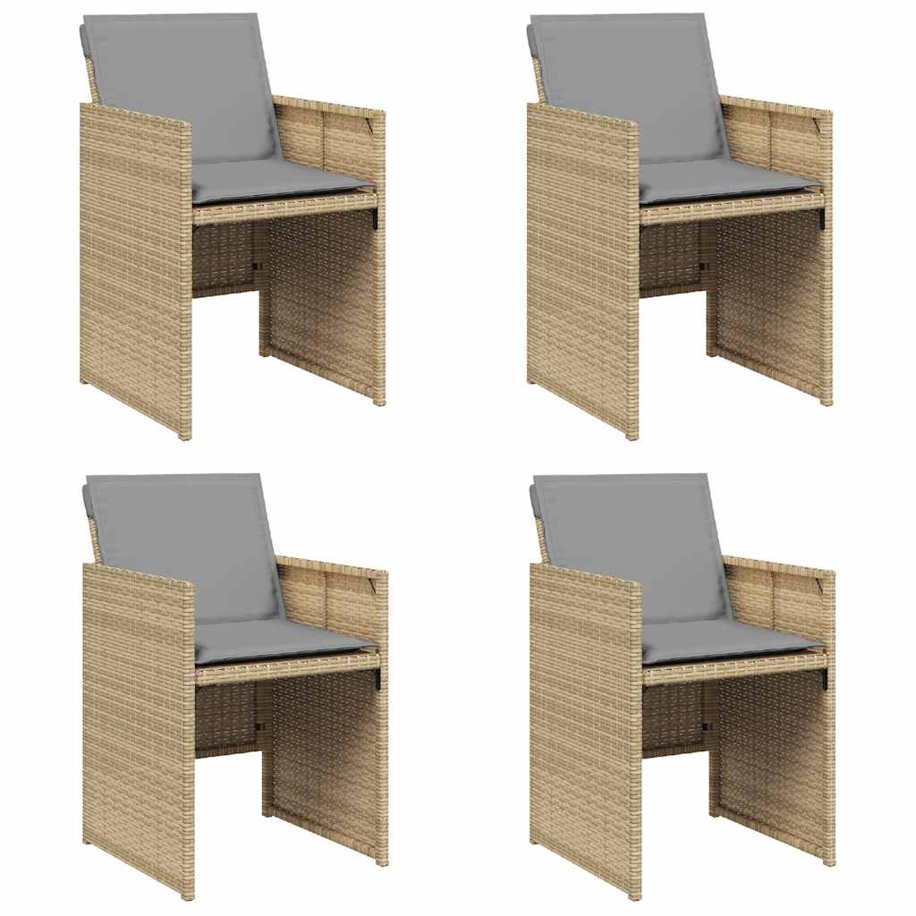 Vidaxl tuinstoelen 4 st met kussens poly rattan gemengd beige