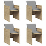 Vidaxl tuinstoelen 4 st met kussens poly rattan gemengd beige