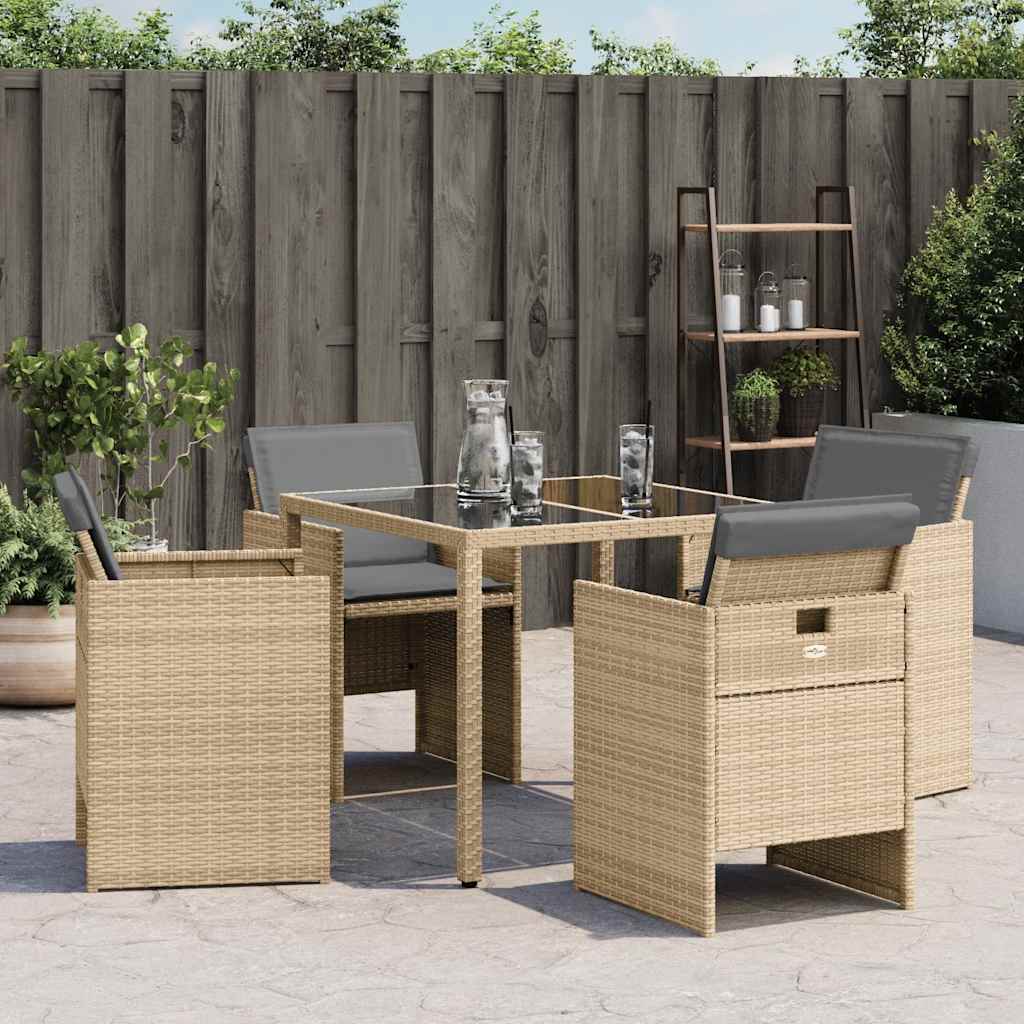 Vidaxl tuinstoelen 4 st met kussens poly rattan gemengd beige