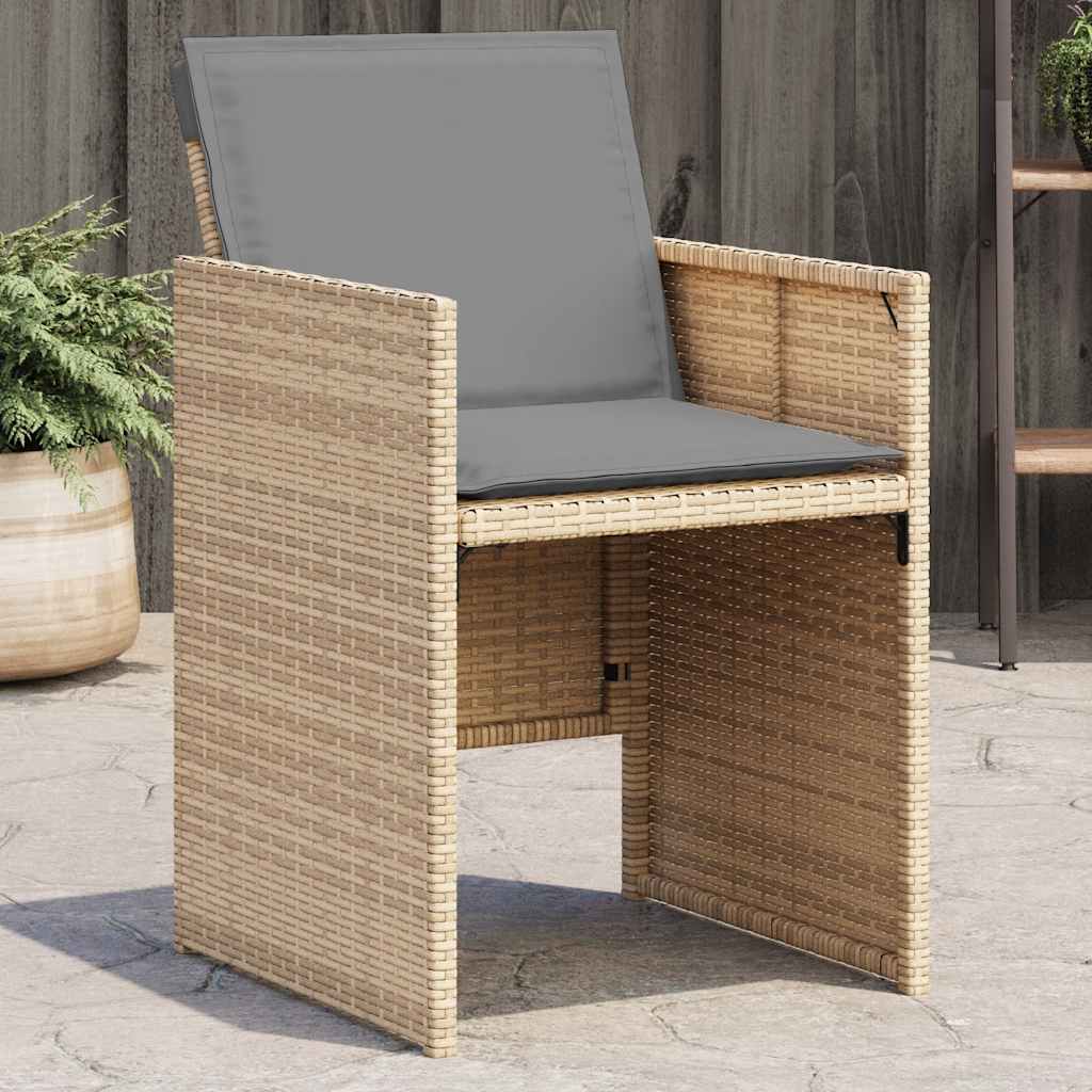 Vidaxl tuinstoelen 4 st met kussens poly rattan gemengd beige