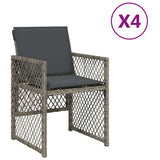 Vidaxl tuinstoelen 4 st met kussens poly rattan grijs