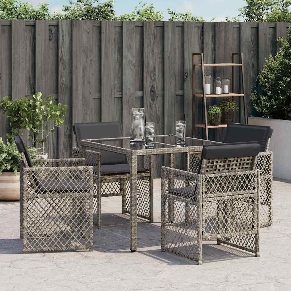 Vidaxl tuinstoelen 4 st met kussens poly rattan grijs