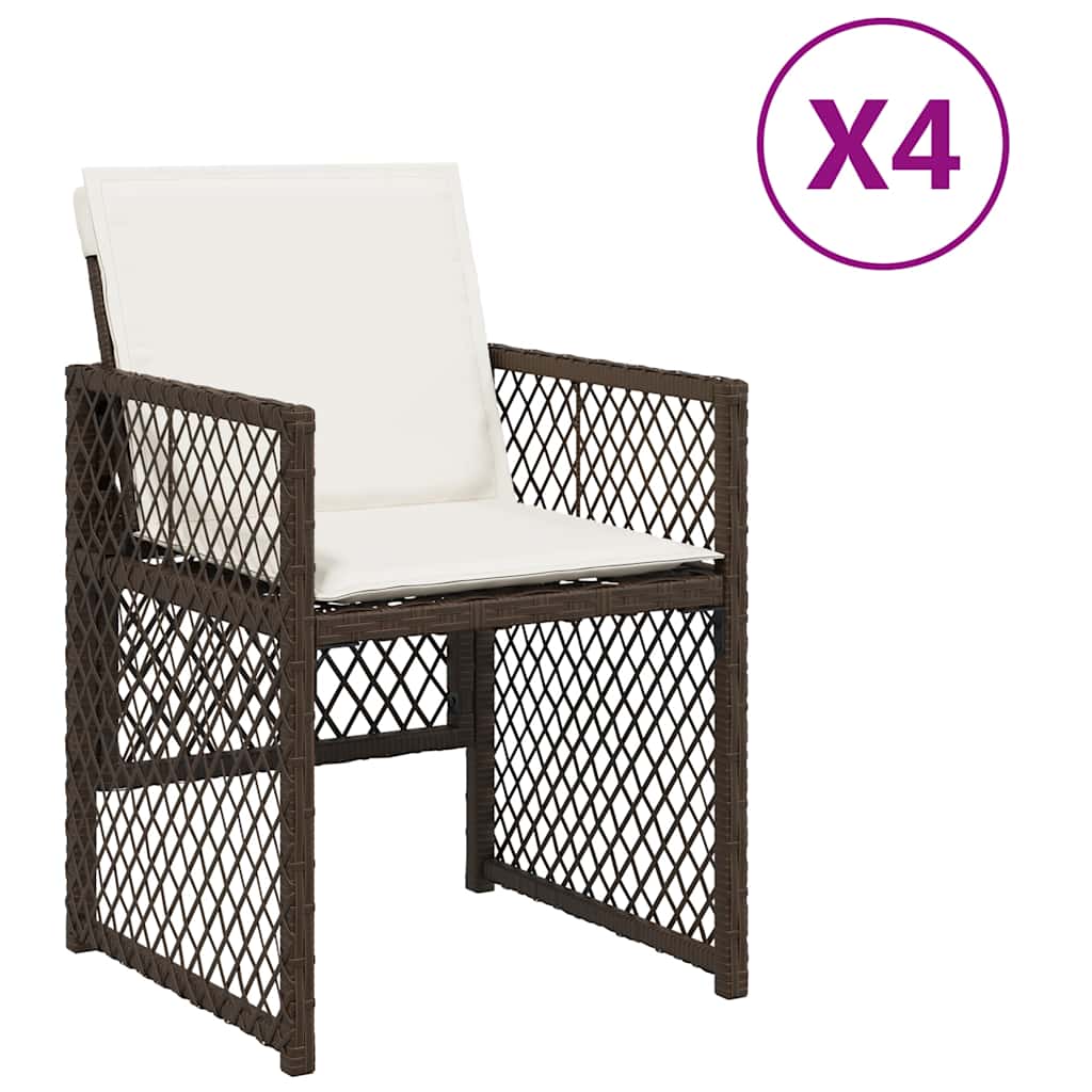 Vidaxl tuinstoelen 4 st met kussens poly rattan bruin