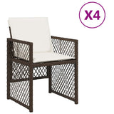 Vidaxl tuinstoelen 4 st met kussens poly rattan bruin