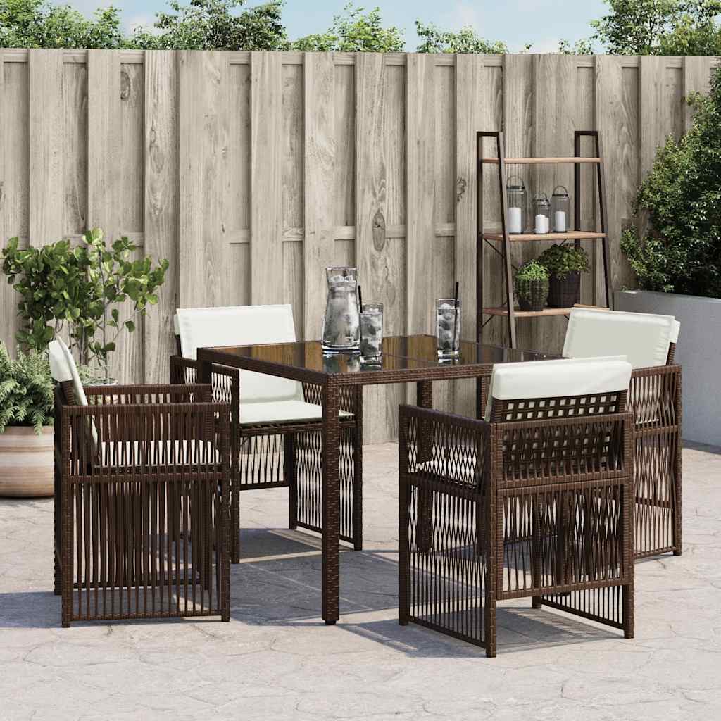 Vidaxl tuinstoelen 4 st met kussens poly rattan bruin