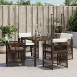 Vidaxl tuinstoelen 4 st met kussens poly rattan bruin