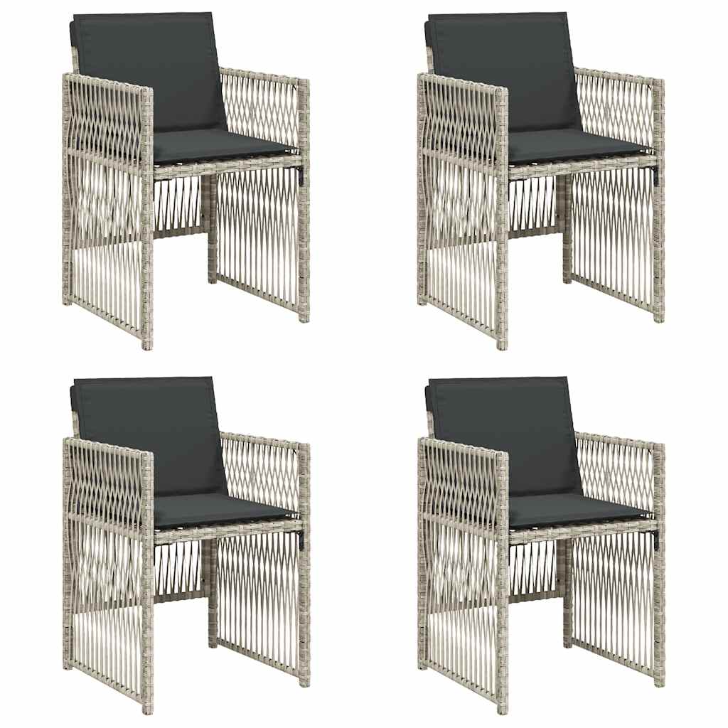 Vidaxl tuinstoelen 4 st met kussens poly rattan lichtgrijs