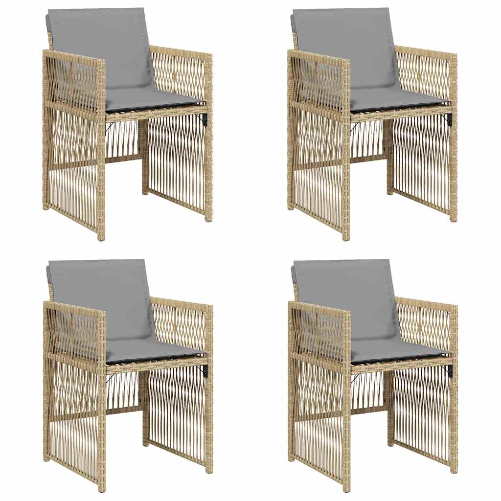 Vidaxl tuinstoelen 4 st met kussens poly rattan gemengd beige