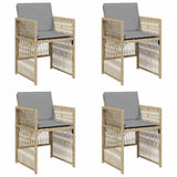 Vidaxl tuinstoelen 4 st met kussens poly rattan gemengd beige