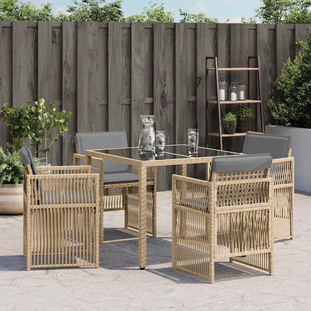 Vidaxl tuinstoelen 4 st met kussens poly rattan gemengd beige