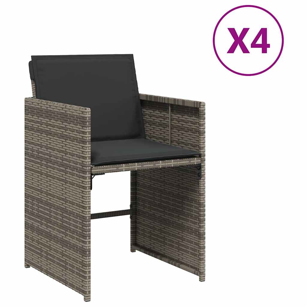Vidaxl tuinstoelen 4 st met kussens poly rattan grijs