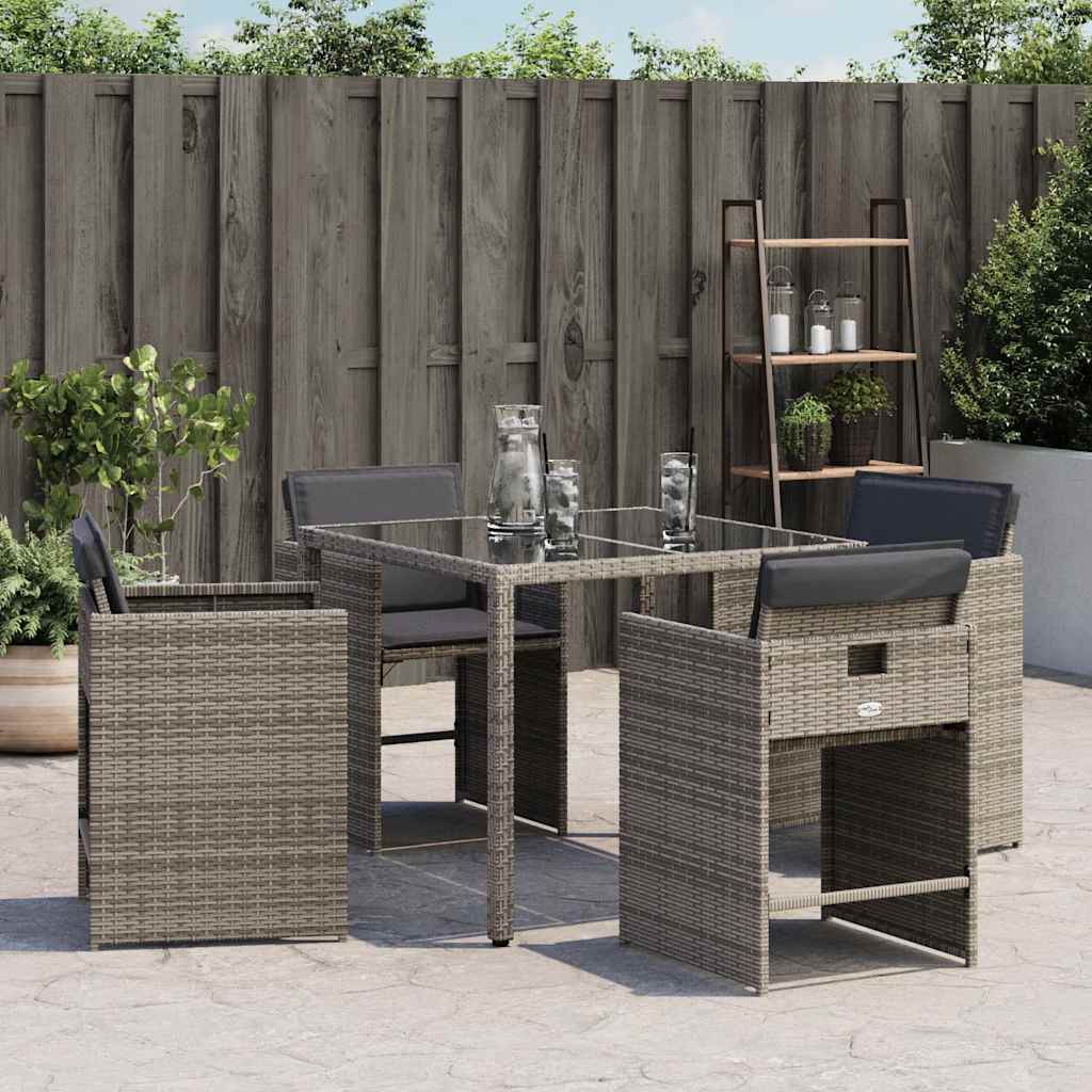 Vidaxl tuinstoelen 4 st met kussens poly rattan grijs