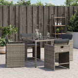 Vidaxl tuinstoelen 4 st met kussens poly rattan grijs