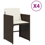 Vidaxl tuinstoelen 4 st met kussens poly rattan bruin