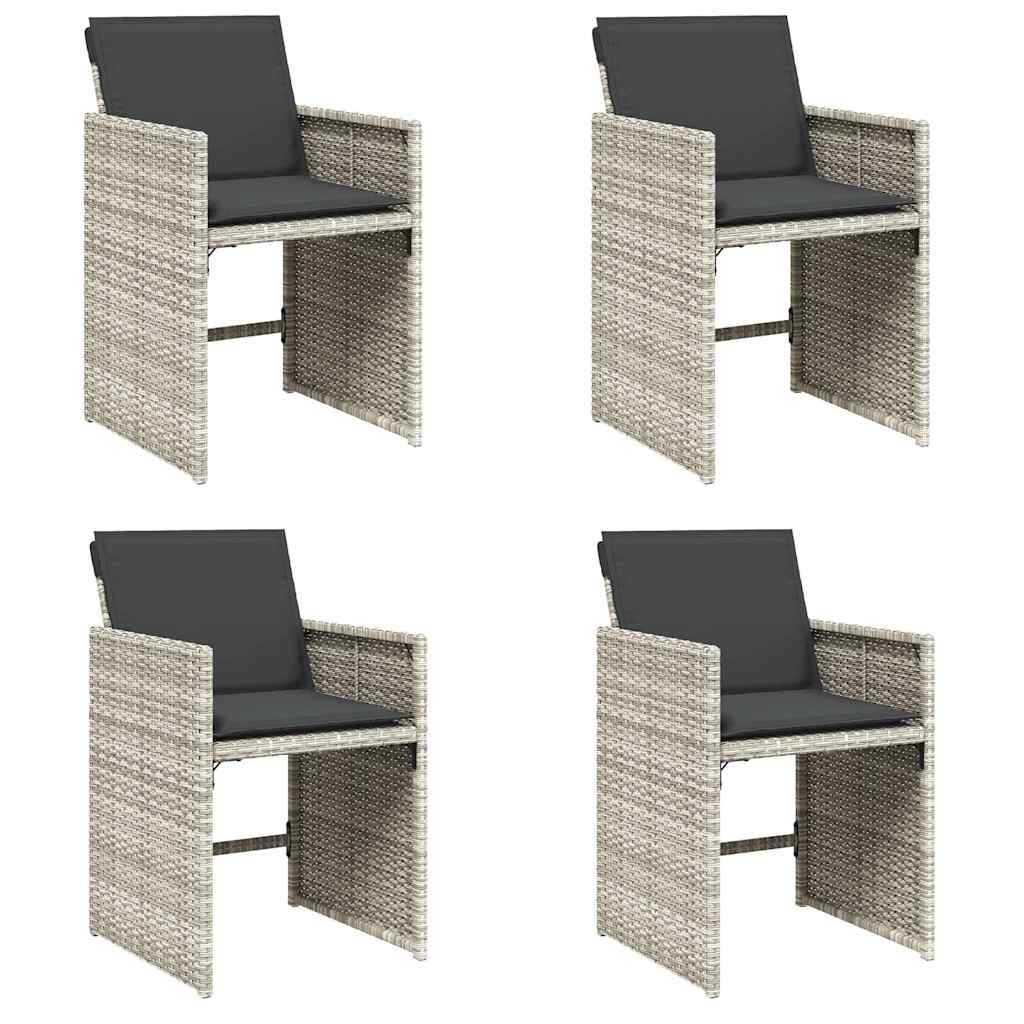 Vidaxl tuinstoelen 4 st met kussens poly rattan lichtgrijs