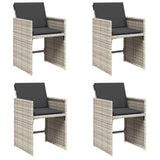 Vidaxl tuinstoelen 4 st met kussens poly rattan lichtgrijs